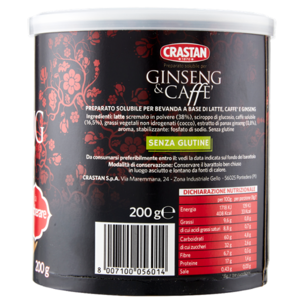 Crastan Preparato solubile per Ginseng & Caffè da zuccherare 200 g