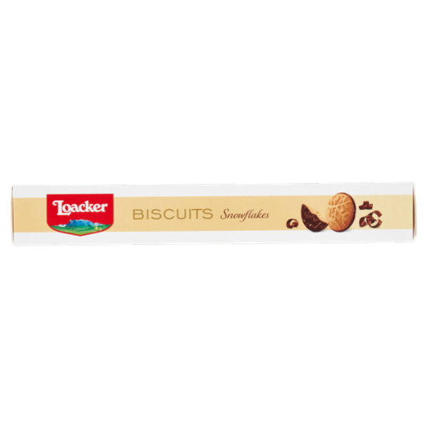 Loacker Biscuits Snowflakes Biscotti con cioccolato al latte 100% alpino decorati 120g