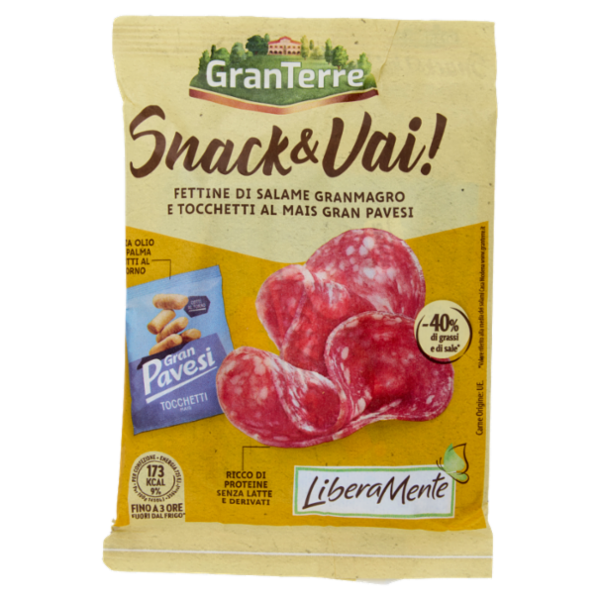 GranTerre LiberaMente Snack & Vai! Fettine di Salme Granmagro e Tocchetti al Mais Gran Pavesi 50 g