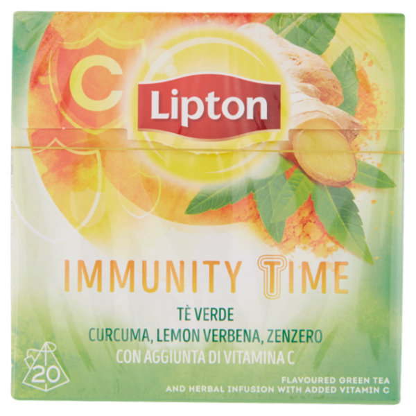 Lipton Immunity Time con té verde curcuma lemon verbena zenzero aggiunta di vitamina C 20 Filtri 30g