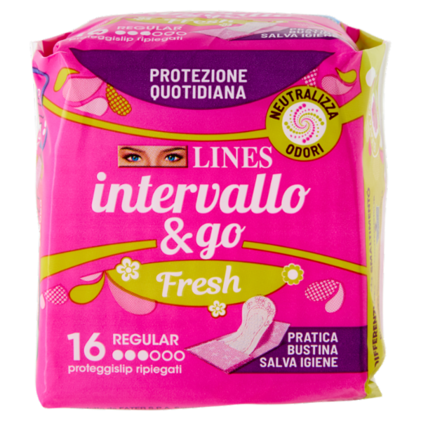 Lines intervallo & go Fresh proteggislip Regular Ripiegato 16 pz