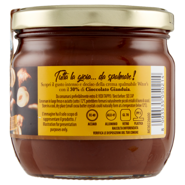 Witor's crema spalmabile 30% Cioccolato Gianduia 360 g