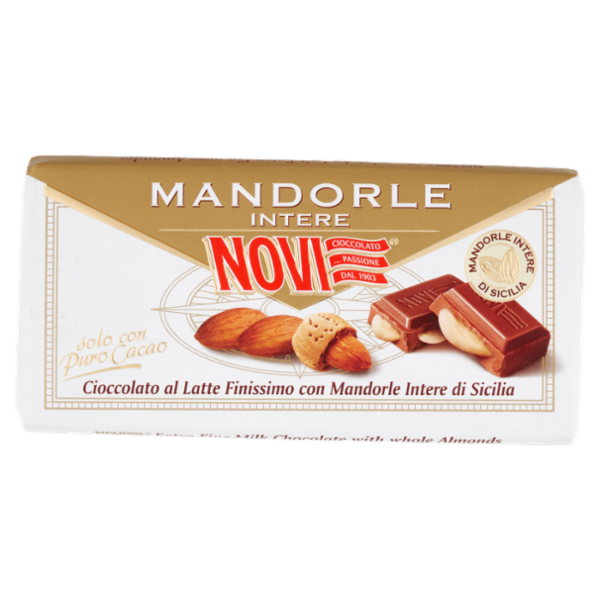 Novi Mandorle Intere Cioccolato al Latte Finissimo con Mandorle Intere di Sicilia 100 g