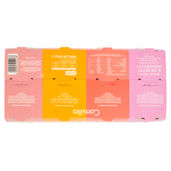 Consilia Yogurt Intero Ai Gusti Assortiti: Frutti di Bosco, Albicocca, Fragola, Banana 8x125 g