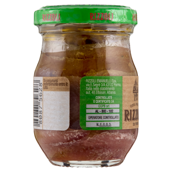 Rizzoli Filetti di Alici in Olio Extra Vergine d'Oliva Biologico 90 g