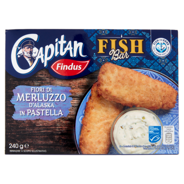 Capitan Findus Fish Bar Fiori di Merluzzo D'Alaska in Pastella 240 g