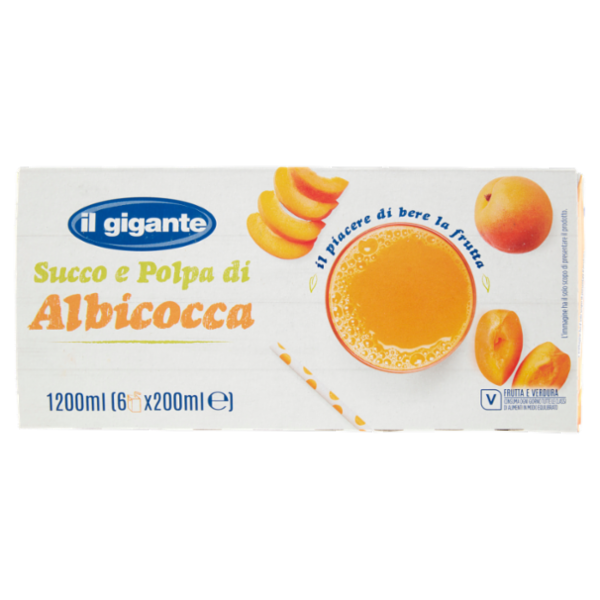 IL GIGANTE Succo e Polpa di Albicocca 6 x 200 ml