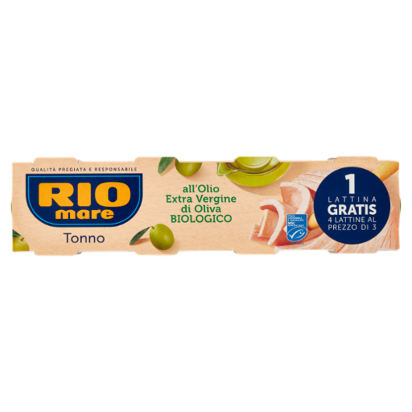 Rio mare Tonno all'Olio Extra Vergine di Oliva Biologico 4 x 65 g