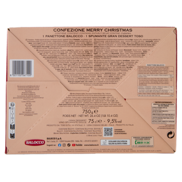 Balocco Merry Christmas il Panettone 750 g & Morando Gran Prestige Vino Spumante Dolce 75 cl