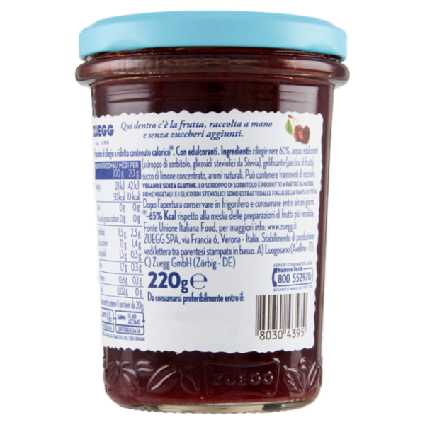 Zuegg Zero Zuccheri Aggiunti* Ciliegie Nere 220 g
