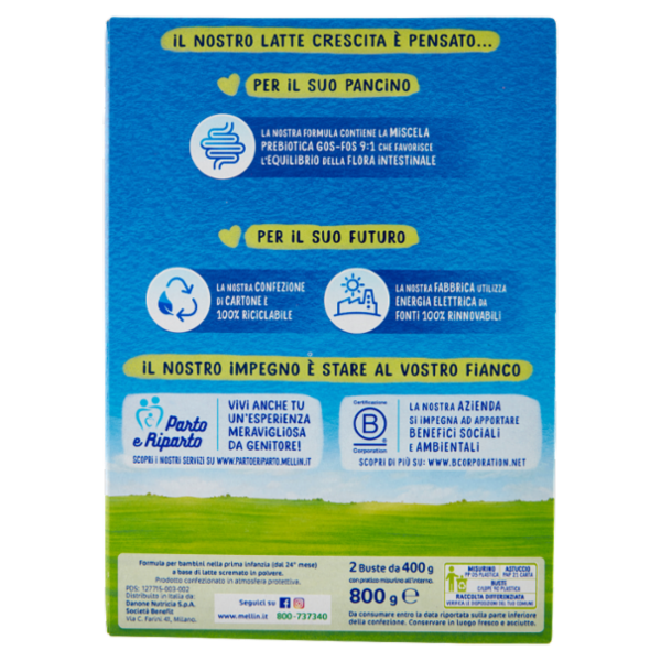 MELLIN 4 - Latte di Crescita in Polvere per Bambini da 2 a 3 anni 800g