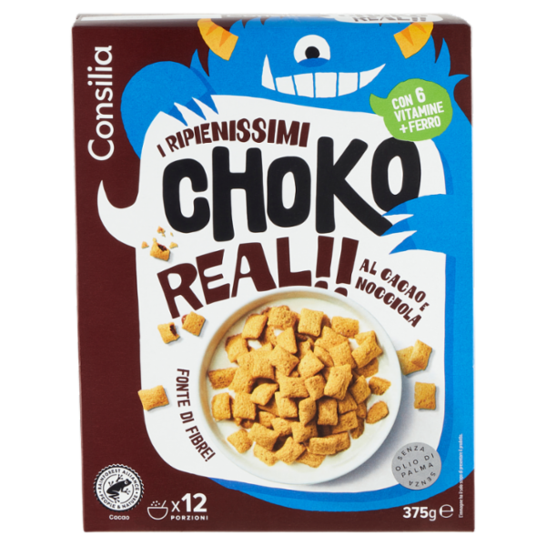 Consilia Choko Real Cereali Ripieni di Crema al Cacao e Nocciola 375 g