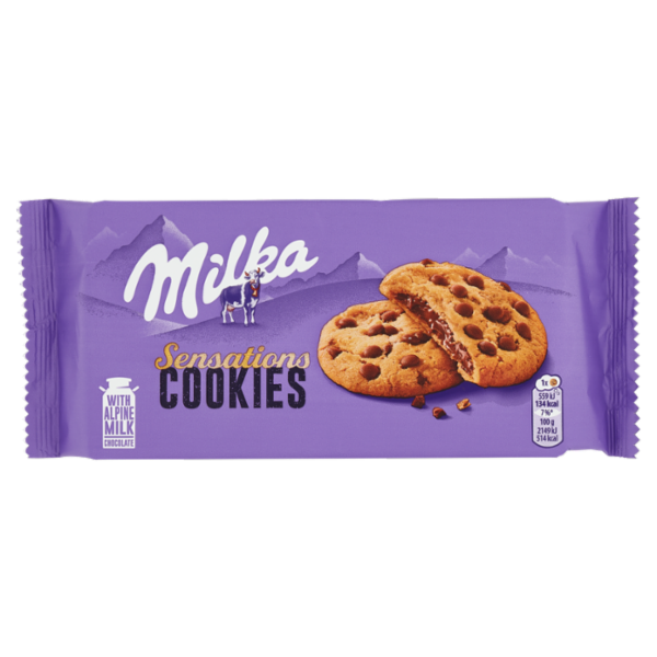 Milka Cookies Sensation, cookies ripieni di cioccolato al latte Milka - 156g