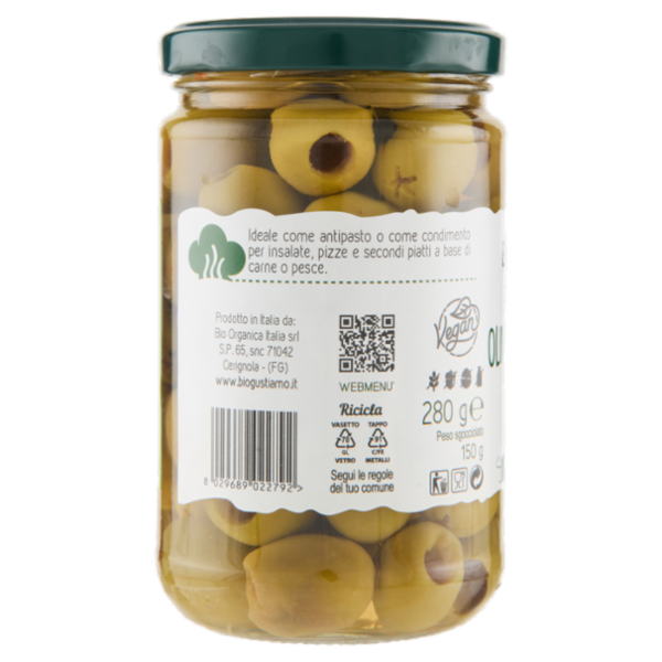 Bio Gustiamo Olive Verdi Nocellara Denocciolate 280 g