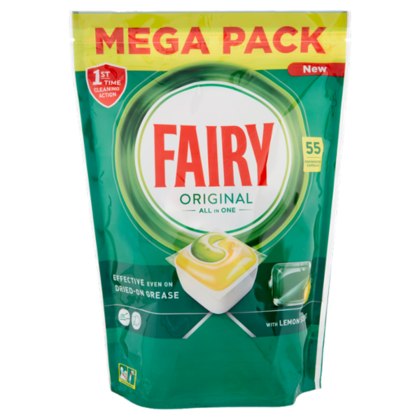 Fairy Original Pastiglie Lavastoviglie 55 Caps, Detersivo Limone