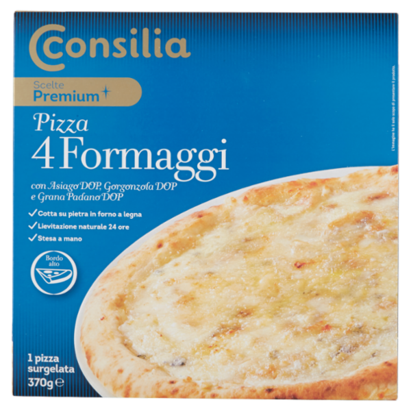 Consilia Scelte Premium Pizza 4 Formaggi con Asiago DOP, Gorgonzola DOP e Grana Padano DOP 370 g