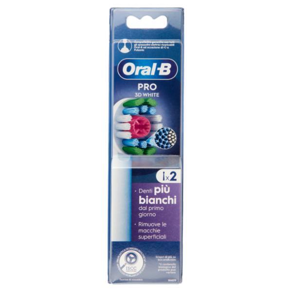 Oral-B Testine di Ricambio Pro 3D White per Spazzolino Elettrico Denti Ricaricabile 2 pz