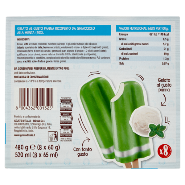 indianino Latte Menta 8 x 60 g