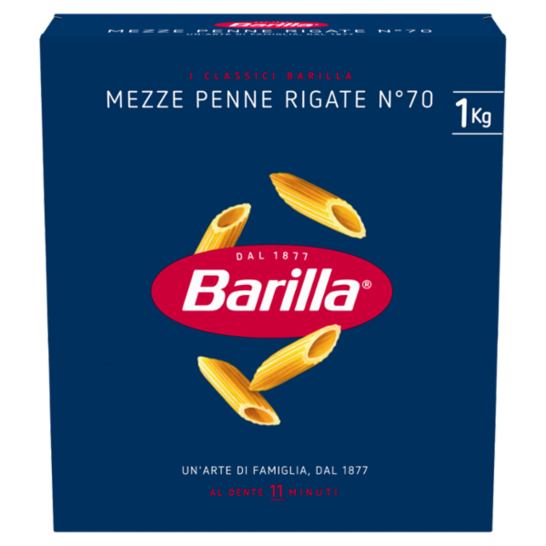 Barilla Pasta Mezze Penne Rigate n.70 100% Grano Italiano 1Kg