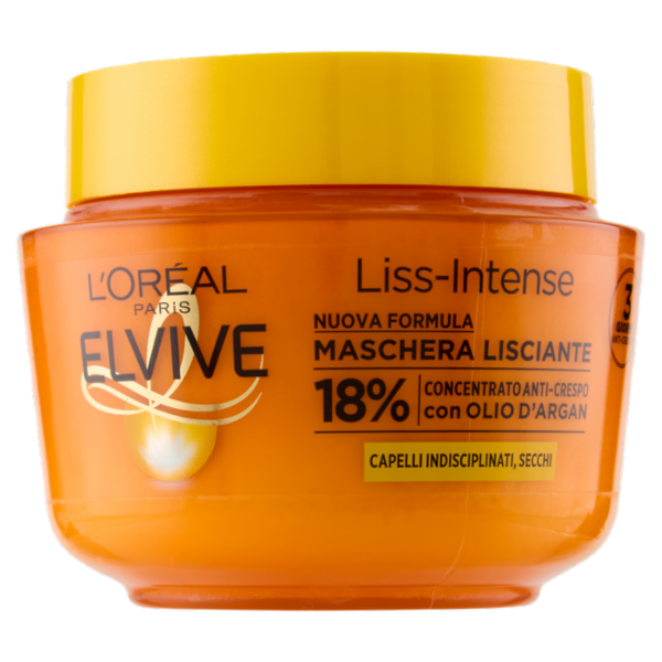 L'Oréal Paris Maschera Capelli Elvive Liss Intense, Per Capelli Secchi, Difficili da Lisciare