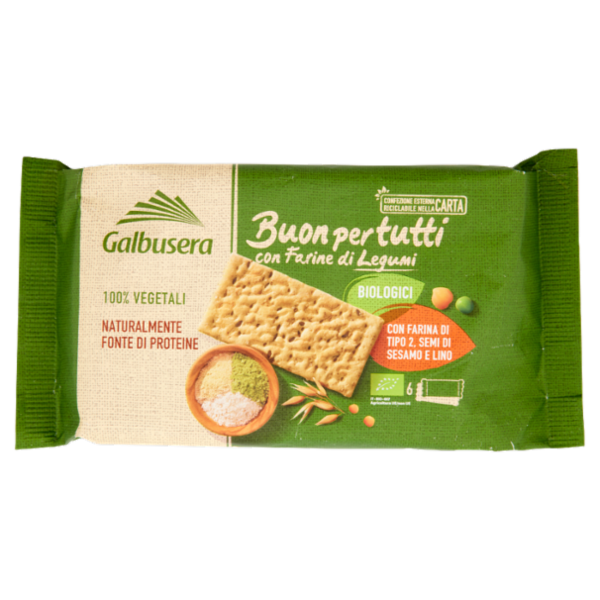 Galbusera Buonpertutti con Farine di Legumi Biologici con Farina Tipo 2, Semi di Sesamo e Lino 6x40g