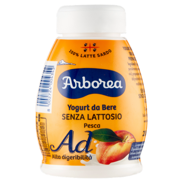 Arborea Ad Alta digeribilità Yogurt da Bere Senza Lattosio Pesca 200 g