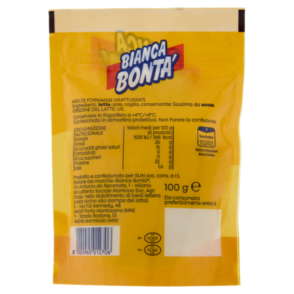 Bianca Bontà Mix di Formaggi Grattugiati 100 g