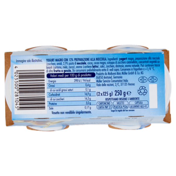 müller Yogurt Zero% Grassi Nocciola 2 x 125 g