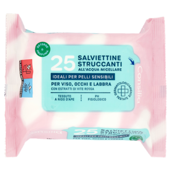 Consilia Salviettine Struccanti per Pelli Sensibili 25 pezzi