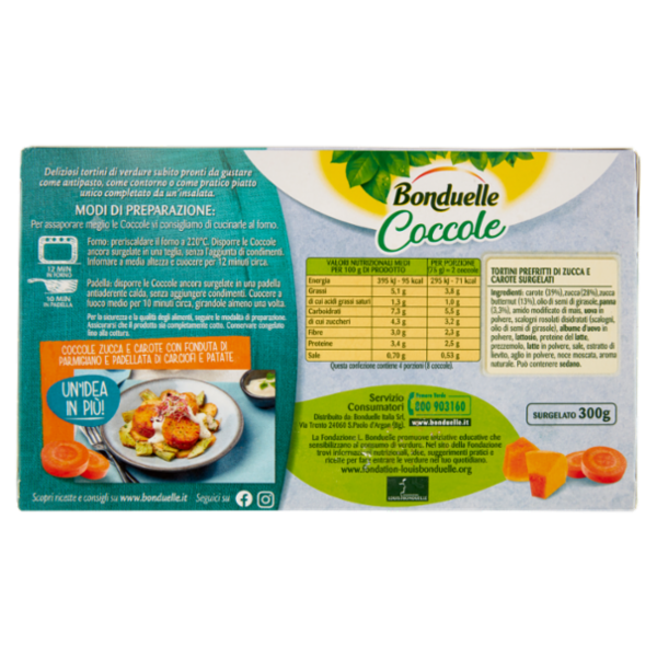 Bonduelle Coccole 8 Tortini di Zucca e Carote Surgelato 300 g