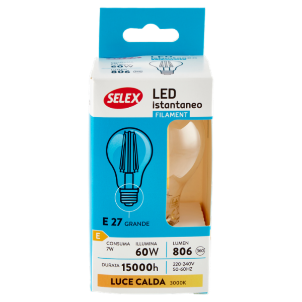Selex Lampadina Led Goccia E27 7W Luce Calda