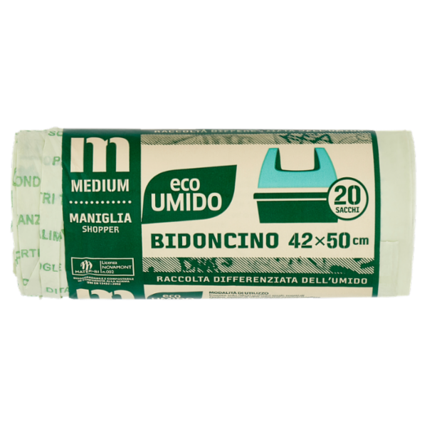 eco Umido Bidoncino Medium 42x50 cm Sacchi 20 pz