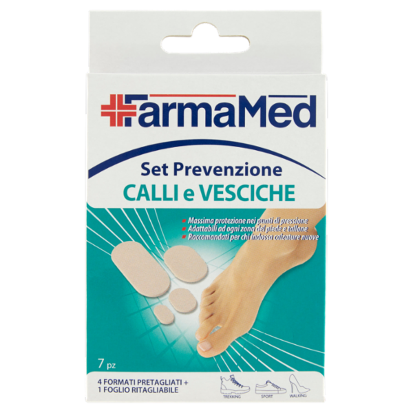 FarmaMed Set Prevenzione Calli e Vesciche 4 Formati Pretagliati + 1 Foglio Ritagliabile 7 pz