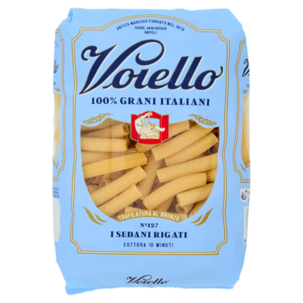 Voiello Pasta I Sedani Rigati N°127 grano Aureo 100% italiano Trafilata bronzo 500g