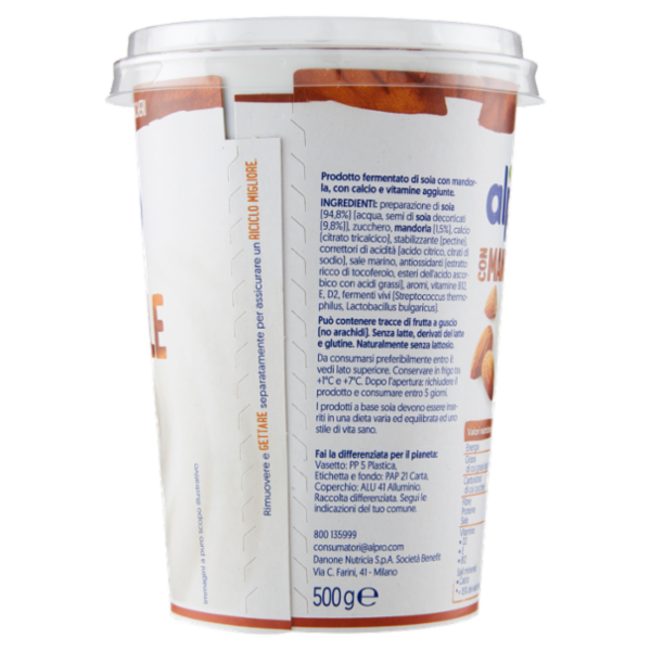 ALPRO Soia, con Mandorla con Calcio e Vitamine aggiunte, alternativa vegetale allo Yogurt 500g