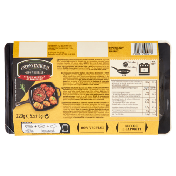 Unconventional Burger Vegetale al Pomodoro 2 x 110 g