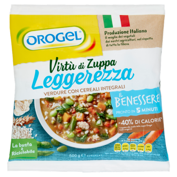 Orogel Il Benessere Virtù di Zuppa Leggerezza Verdure con Cereali Integrali Surgelati 500 g