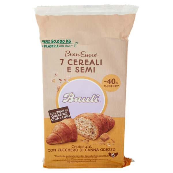 Bauli BuonEssere Croissant ai 7 Cereali e Semi con Zucchero di Canna 6 x 37 g