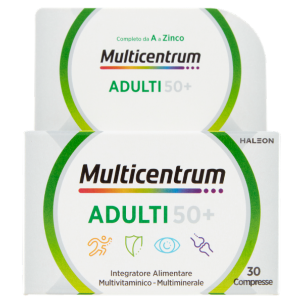 Multicentrum Adulti 50+ Vitamina C, D, E, Fosforo Integratore Multivitaminico Completo 30 cpr 37 g