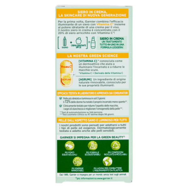 Garnier Siero in Crema Vitamina C, Illuminante e Idratante, Per Pelli Spente e Non Uniformi, 50ml