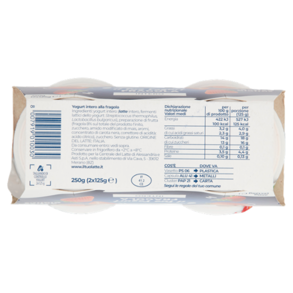 Centrale del Latte Alessandria e Asti il Tuo Yogurt Fragola Intero 2 x 125 g