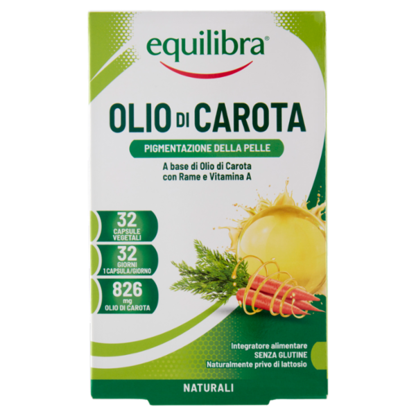 equilibra Olio di Carota Pigmentazione della Pelle 32 Capsule Vegetali 38,5 g