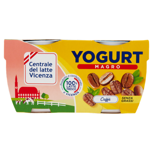 Centrale del latte Vicenza Yogurt Magro Frutta Frullata Pesca Caffè 2 x 125 g