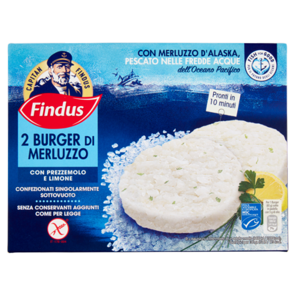 Capitan Findus 2 Burger di Merluzzo con prezzemolo e limone 170 g