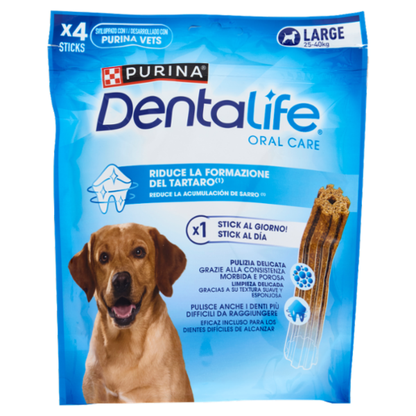 PURINA DENTALIFE Cane Snack per l'igiene orale Taglia Large busta 4 stick 142g