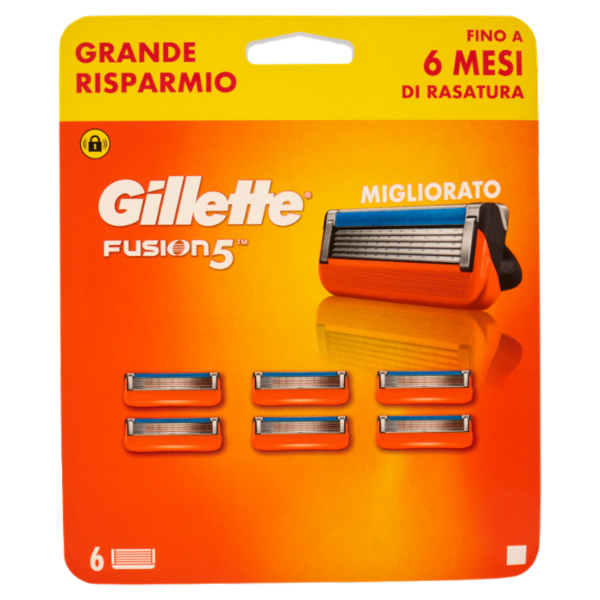 Gillette Lamette di Ricambio per Rasoio da Uomo Fusion5, 6 Ricariche