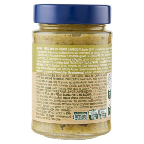 Barilla Pesto Genovese Vegan Condimento e Sugo per Pasta 195 g