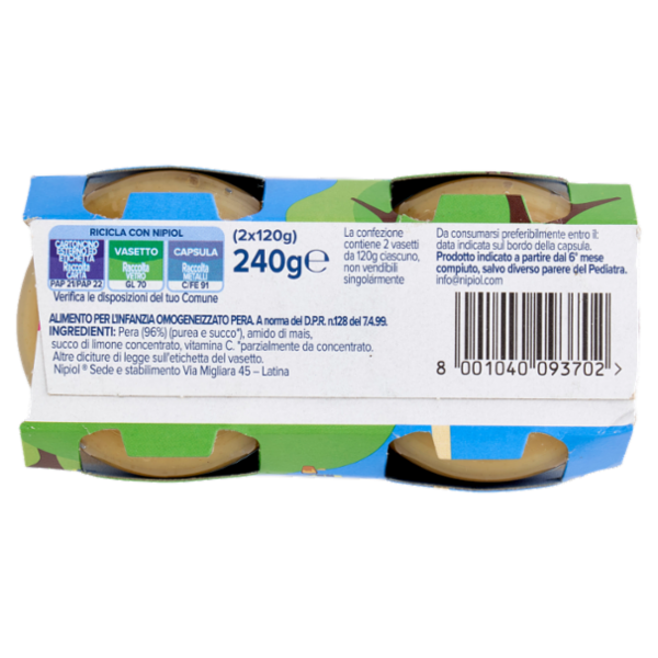 nipiol Pera Omogeneizzato 2 x 120 g