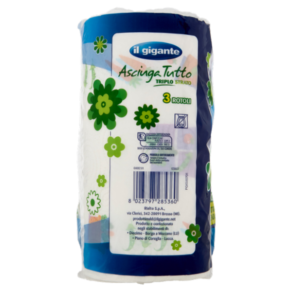 IL GIGANTE Asciuga Tutto Triplo Strato 3 rotoli