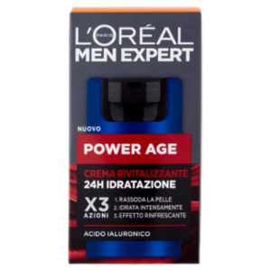 L'Oréal Paris Men Expert Power Age, Crema Rivitalizzante 24H Idratazione Con Acido Ialuronico, 50 Ml